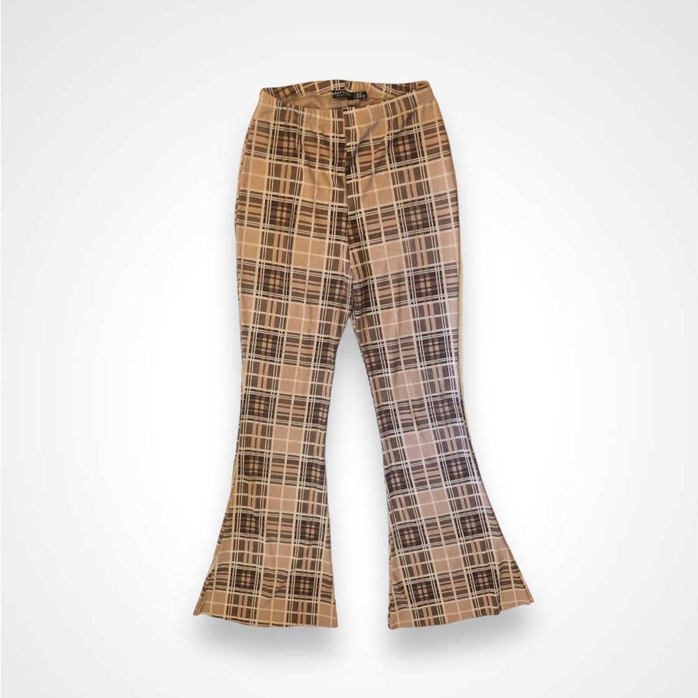 Ribbed Plaid Flare Leg Pants Nasty Gal Size 6 Boho Festival hippie festival
